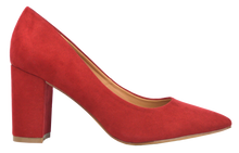 Load image into Gallery viewer, Suede Block Heel- Red