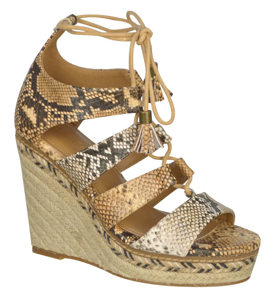 Strappy Lace up Wedge- Python