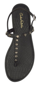 Studded T Strap Sandal- Black