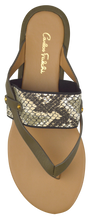 Load image into Gallery viewer, Strappy Thong Sandal- Olive/ Python