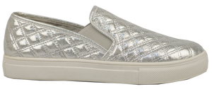 Quilted Sneaker Slide Silver
