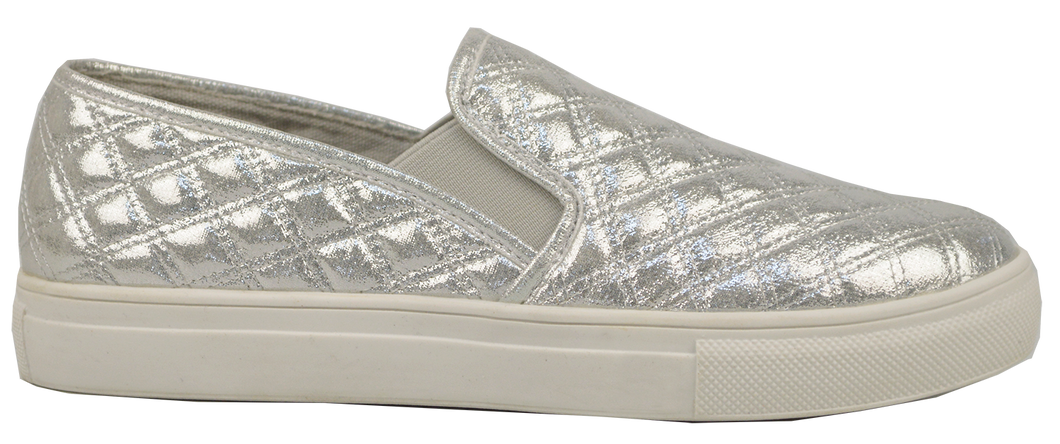 Quilted Sneaker Slide Silver