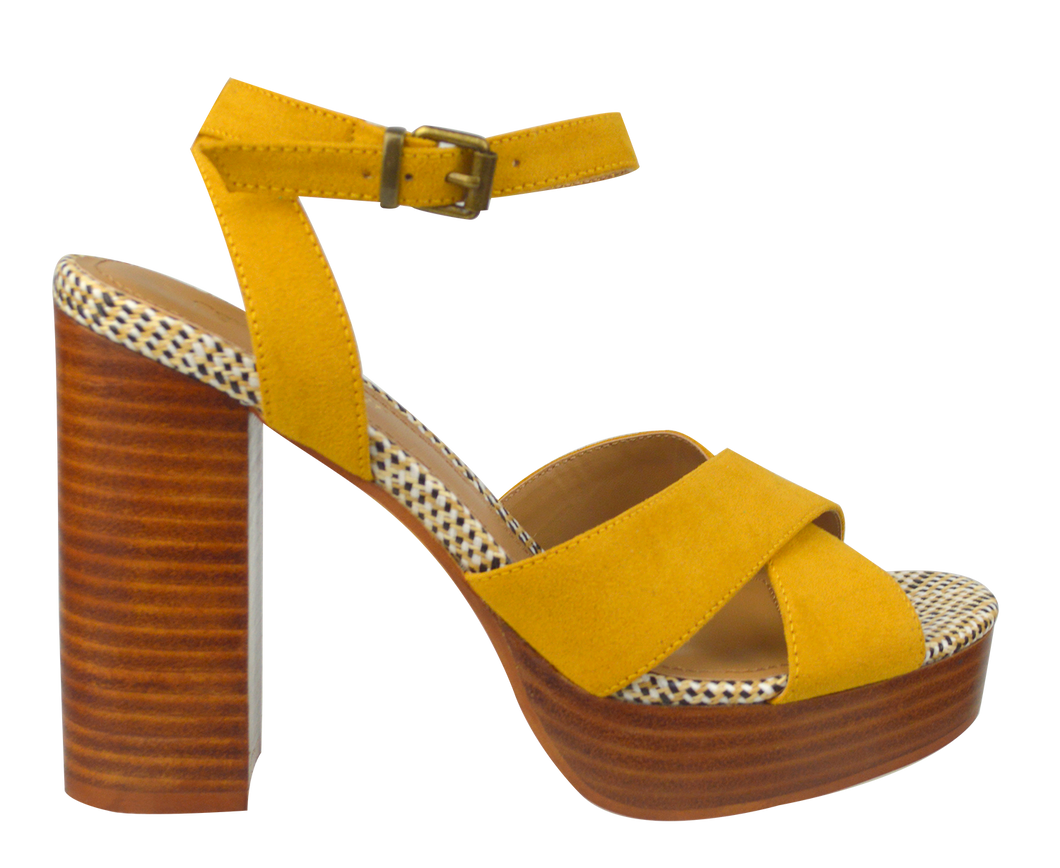 Tall Ankle Strap Heel- Mustard