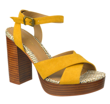 Load image into Gallery viewer, Tall Ankle Strap Heel- Mustard