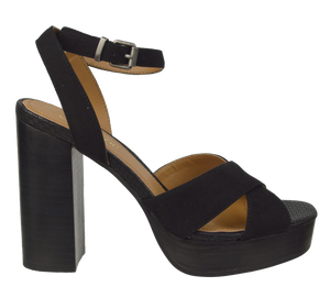 Tall Ankle Strap Heel- Black