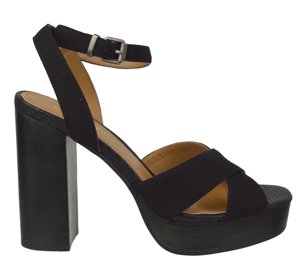 Tall Ankle Strap Heel- Black