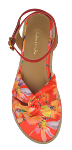 Ankle Strap Floral Sandal- Red