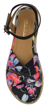 Load image into Gallery viewer, Ankle Strap Floral Sandal - Black