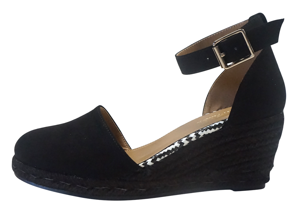 Ankle Strap Espadrille- Black