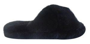 Furry Slipper Thong- Black