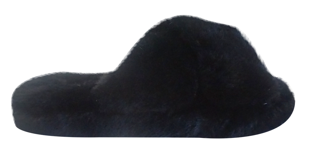 Furry Slipper Thong- Black