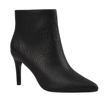Load image into Gallery viewer, Black Python Heeled Bootie