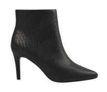 Load image into Gallery viewer, Black Python Heeled Bootie