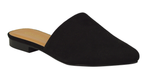 Black Suede Mule- Flat