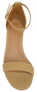 Ankle Strap Sandal, Low- Beige