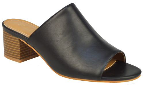 Open Toe Mule- Black