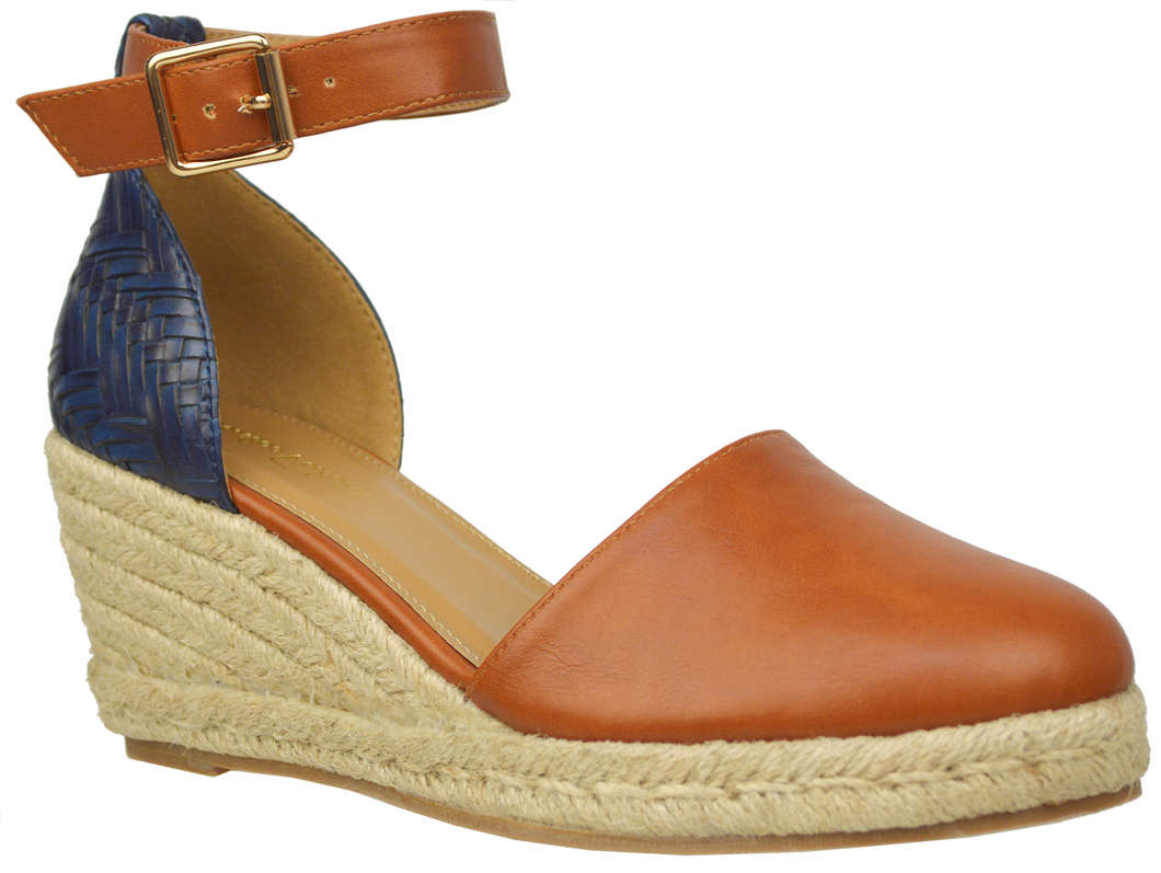 Ankle Strap Espadrille- Blue and Brown