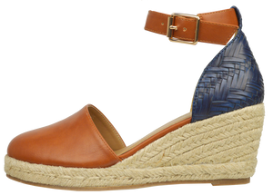 Ankle Strap Espadrille- Blue and Brown