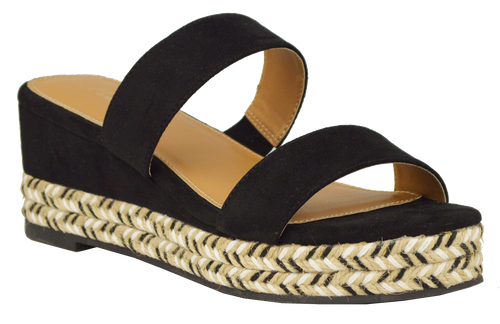 Woven Bottom Sandal- Black