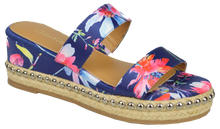 Load image into Gallery viewer, Floral Studded Platform Sandal- Blue