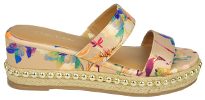 Floral Studded Platform Sandal- Nude