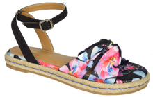 Load image into Gallery viewer, Ankle Strap Floral Sandal - Black