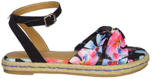 Load image into Gallery viewer, Ankle Strap Floral Sandal - Black