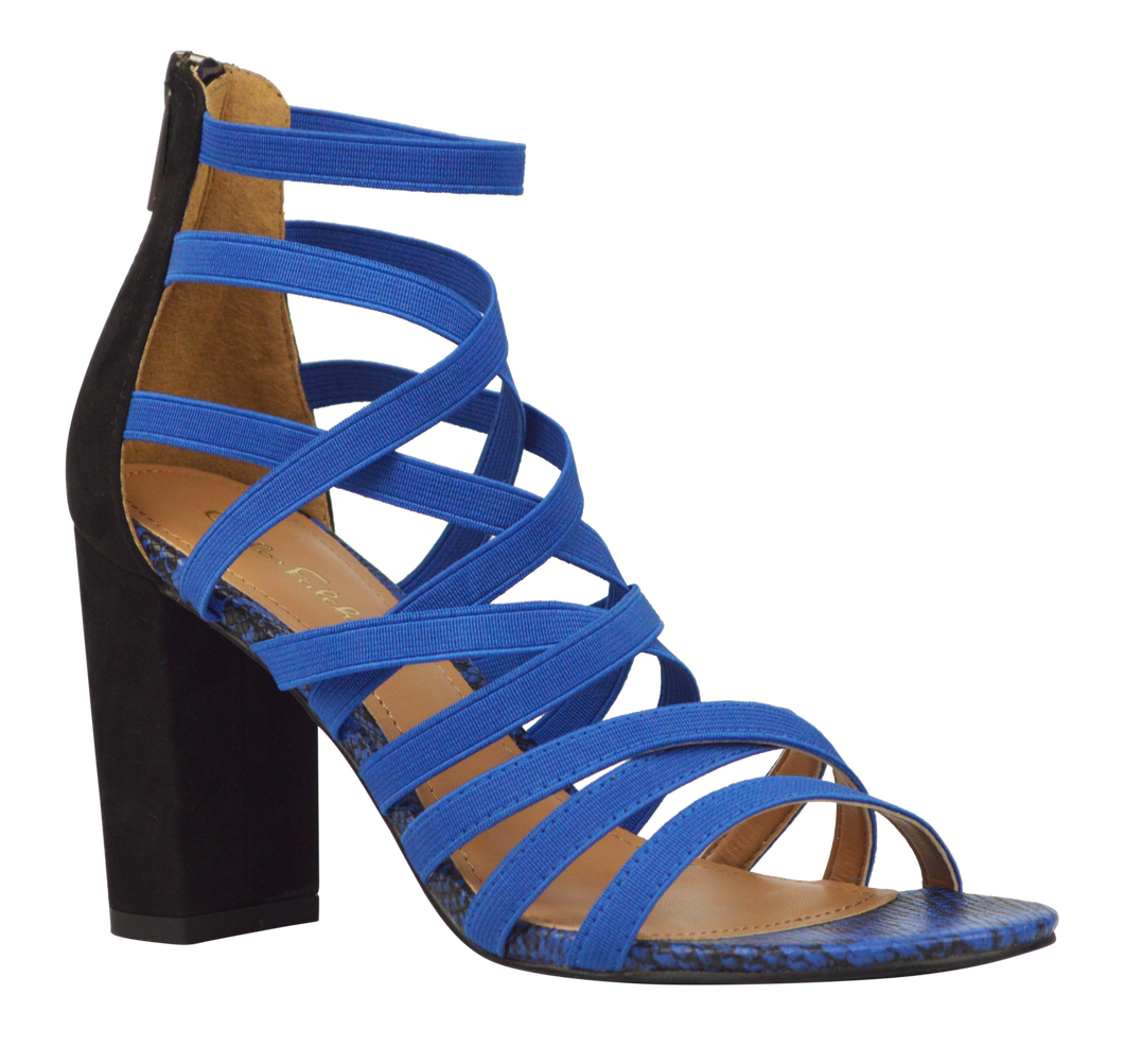 Strappy Heel- Black and Blue