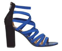 Load image into Gallery viewer, Strappy Heel- Black and Blue