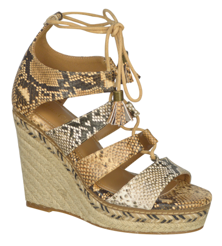 Strappy Lace up Wedge- Python