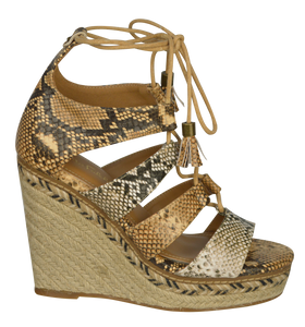 Strappy Lace up Wedge- Python