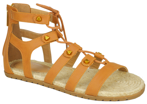 Studded Gladiator Sandal- Saddle