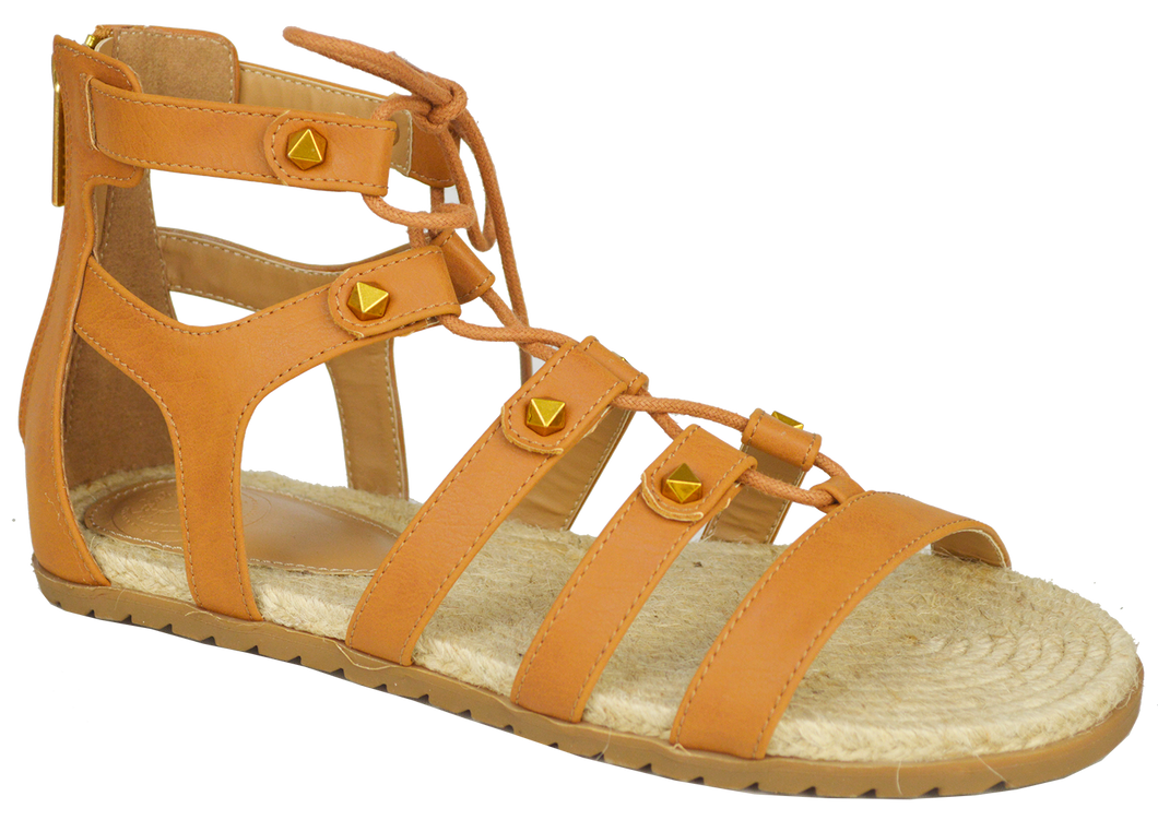 Studded Gladiator Sandal- Saddle