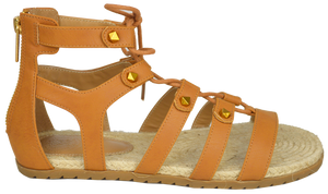 Studded Gladiator Sandal- Saddle