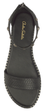 Load image into Gallery viewer, Studded Ankle Strap Flat Sandal - Black