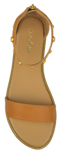 Load image into Gallery viewer, Studded Ankle Strap Flat Sandal - Saddle