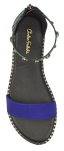 Load image into Gallery viewer, Studded Ankle Strap Flat Sandal - Blue and Green