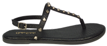 Load image into Gallery viewer, Studded T Strap Sandal- Black
