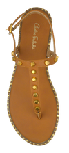 Load image into Gallery viewer, Studded T Strap Sandal- Saddle
