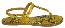 Load image into Gallery viewer, Studded T Strap Sandal- Yellow Python