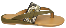 Load image into Gallery viewer, Strappy Thong Sandal- Olive/ Python