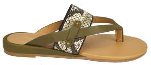 Strappy Thong Sandal- Olive/ Python