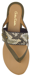 Strappy Thong Sandal- Olive/ Python