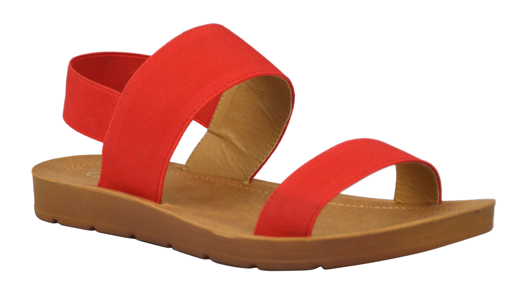 Banded Sandal- Red Suede