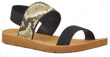Load image into Gallery viewer, Banded Sandal - Black and Python