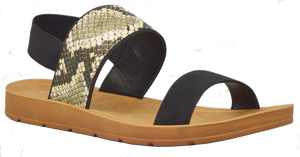 Banded Sandal - Black and Python