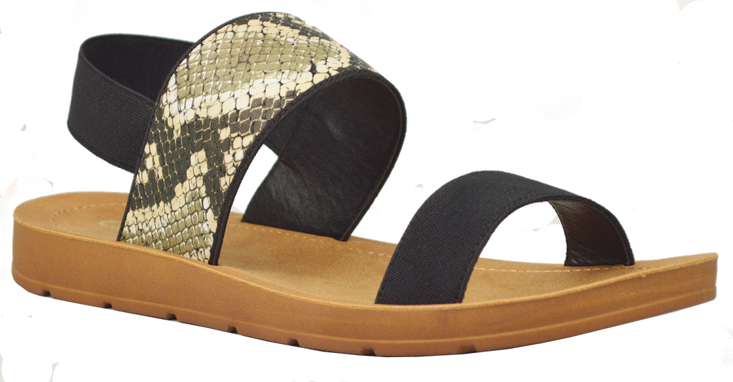 Banded Sandal - Black and Python